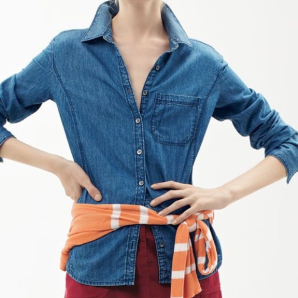 Nordstrom Caslon Chambray Shirt Jean Long Sleeve
